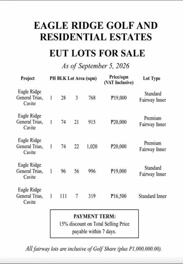 Eagle Ridge Golf And Residential Estates | Lot for Sale in Cavite