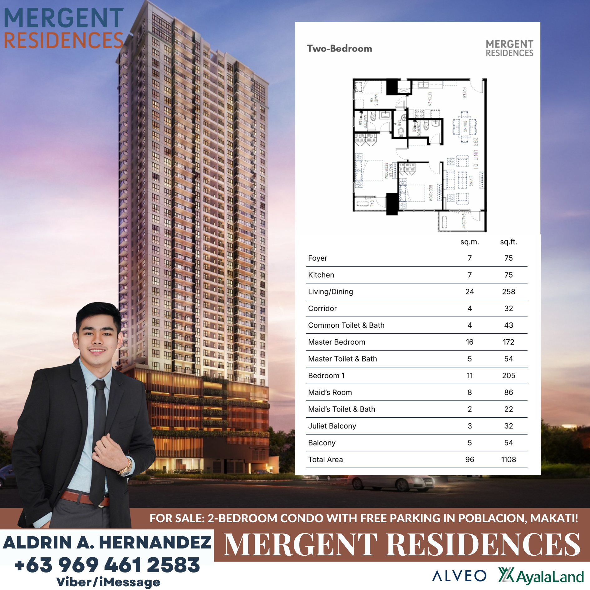 Mergent Residences Makati 2 Bedroom with Parking Passive Income Condo