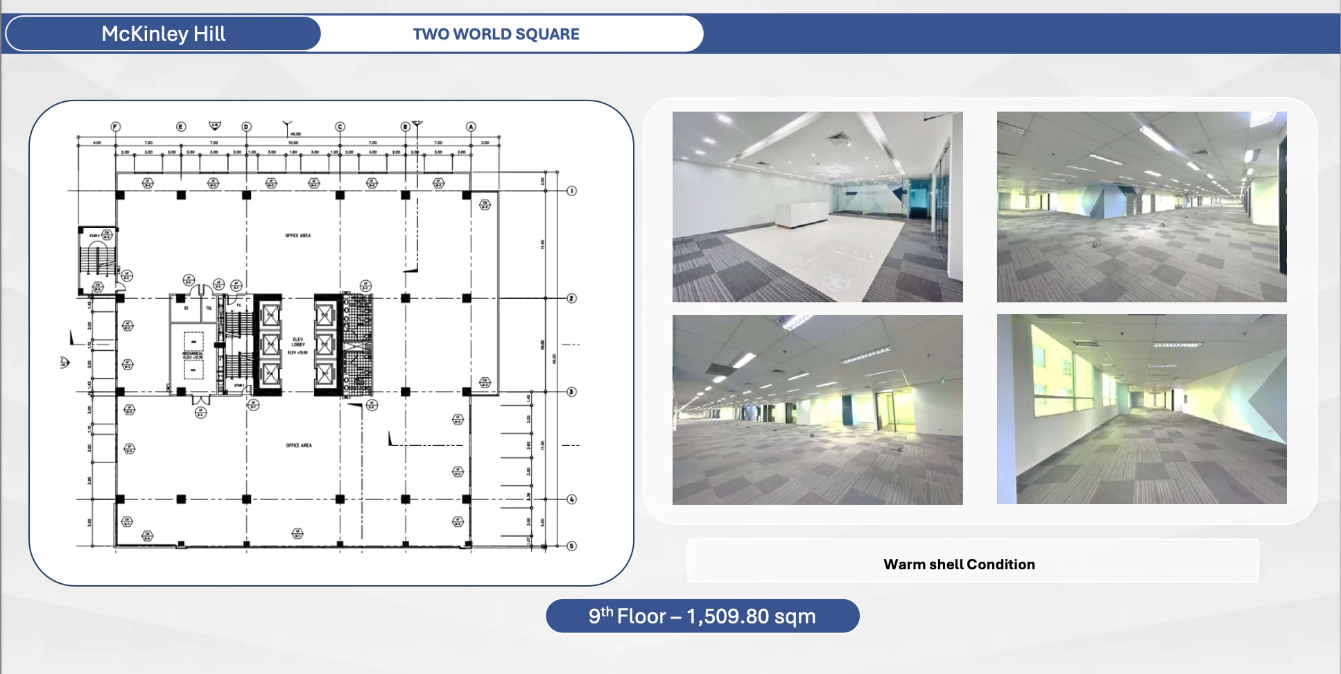 Two World Square | 1510sqm Office Space for Rent in Taguig City - Mckinley