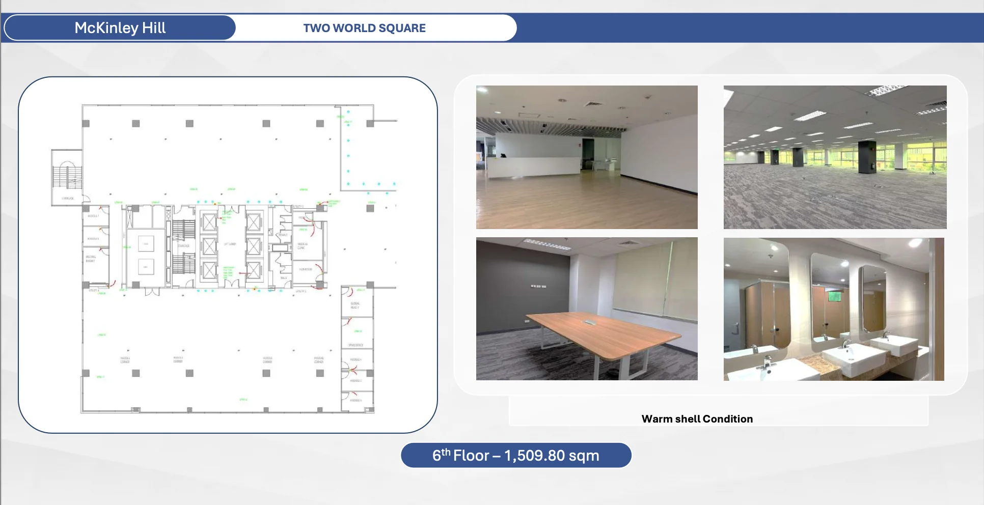Two World Square | 1507sqm Office Space for Rent in Taguig City - Mckinley
