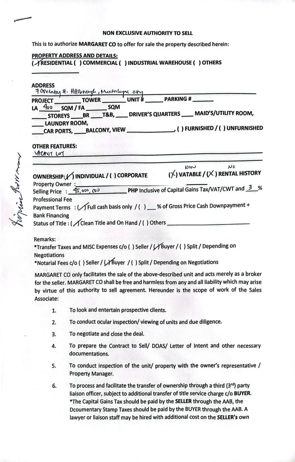 Lot for Sale in Hillsborough Alabang