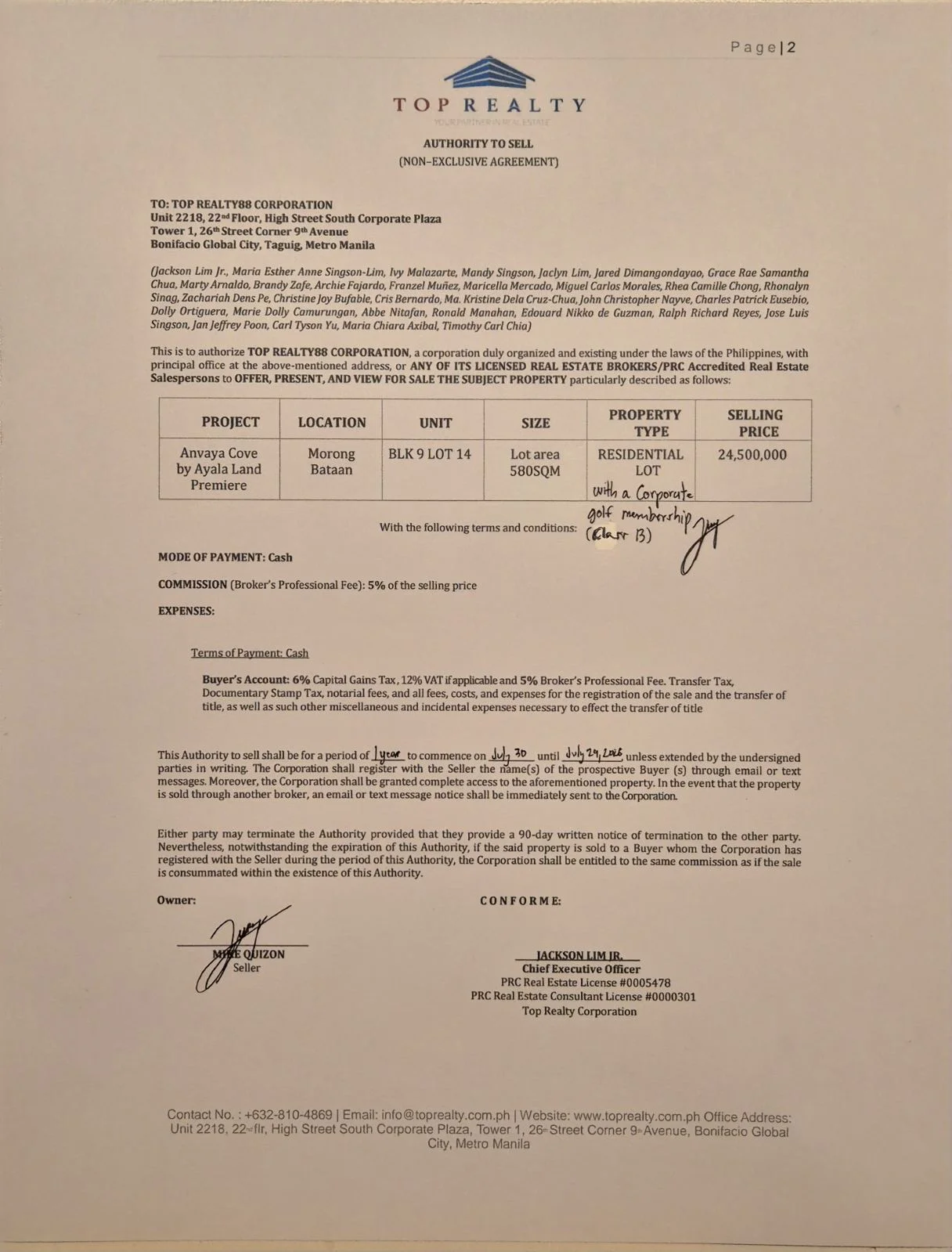 Lot for Sale in Anvaya Cove