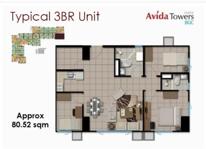 3 Bedroom Condominium for Sale in Avida Verte