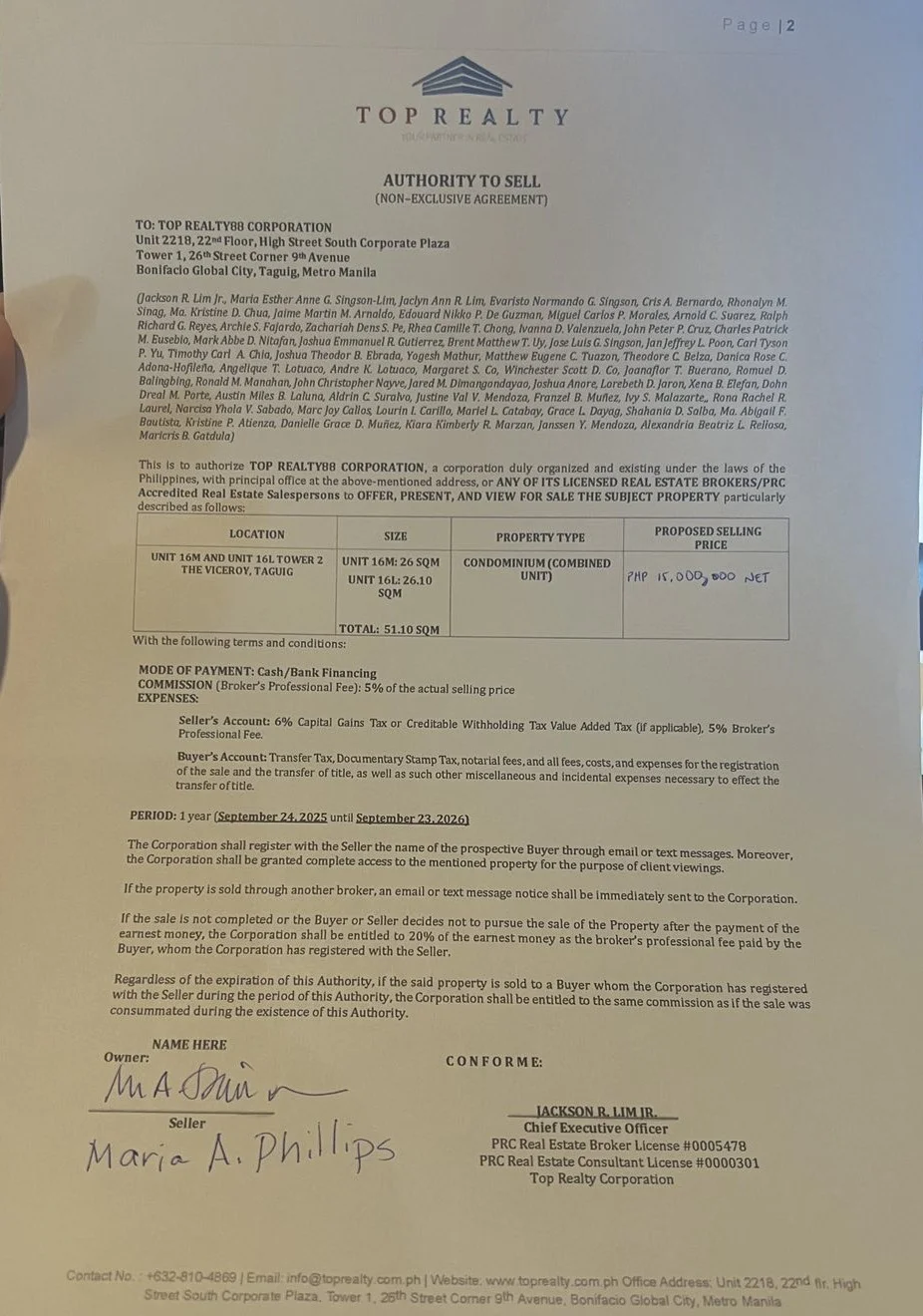 2 Bedroom Condominium for Sale in The Viceroy Residences