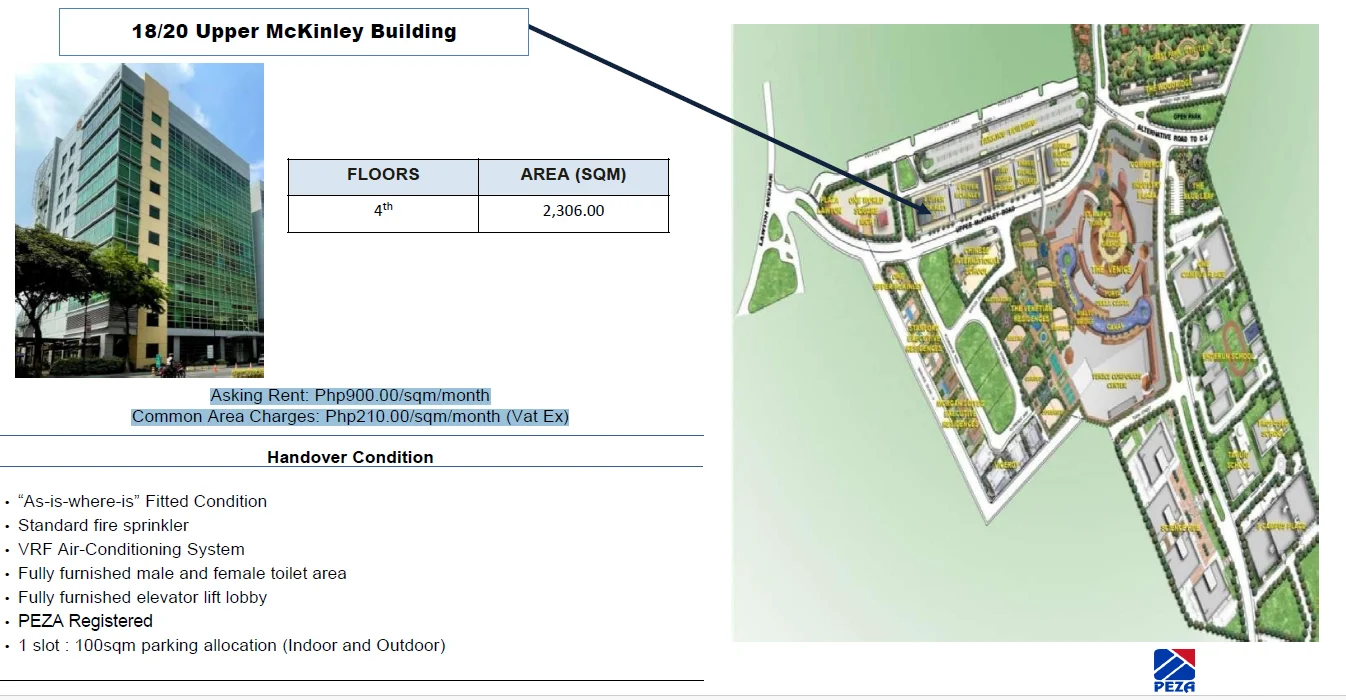 Office Space for Rent in 18/20 Upper Mckinley Bldg