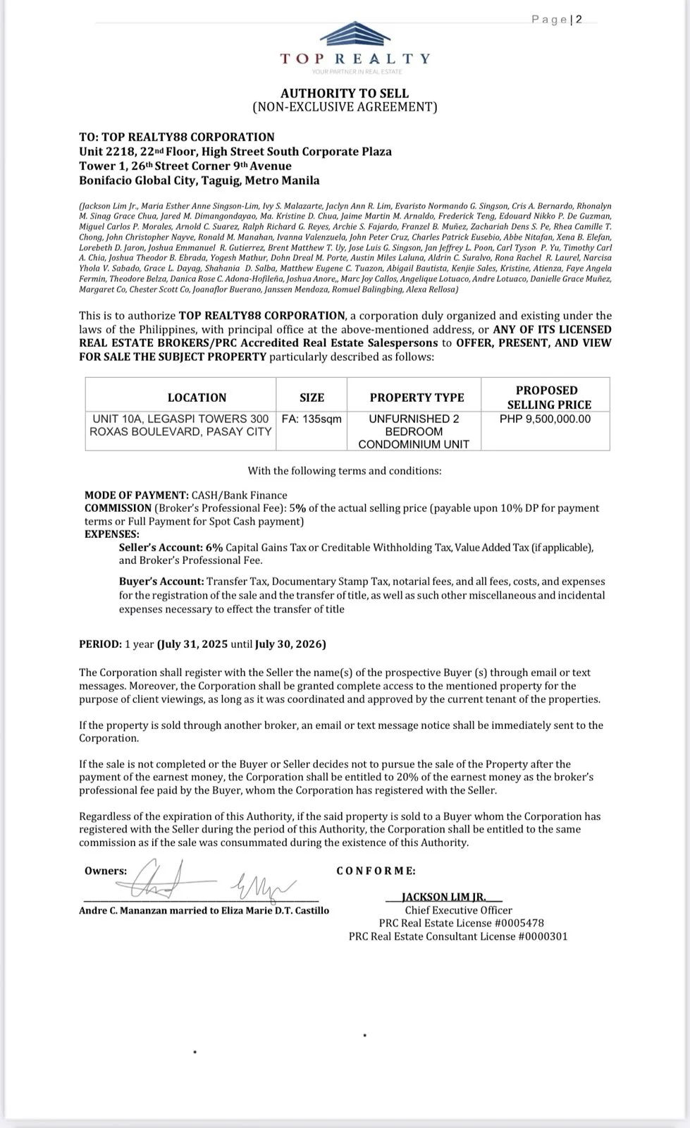 2 Bedroom Condominium for Sale in Legaspi Towers 300 Roxas Boulevard