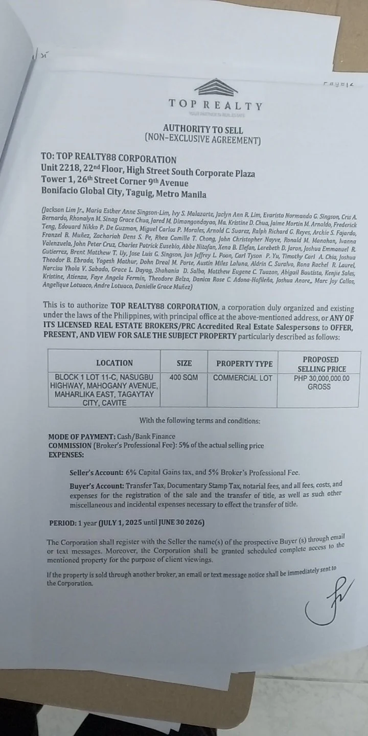 Lot for Sale in Commercial Lot Along Nasugbu- Tagaytay Highway