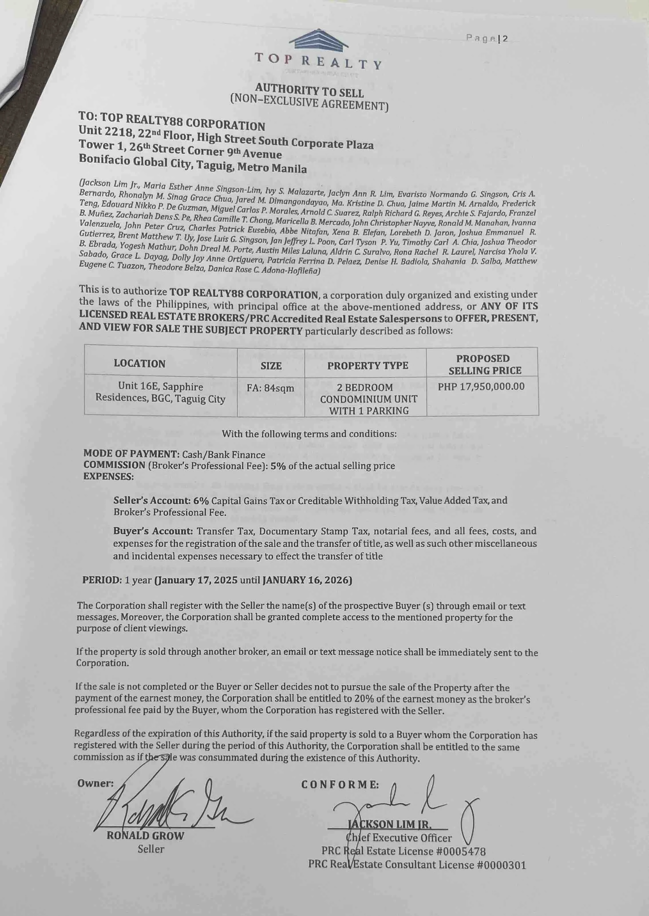 2 Bedroom Condominium for Sale in Sapphire Residences