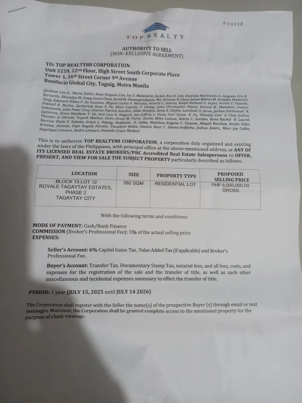 Lot for Sale in Royal Tagaytay Estates